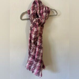 Vince Camuto Preppy Pink with Gold Fleck Accents Plaid Women's Scarf